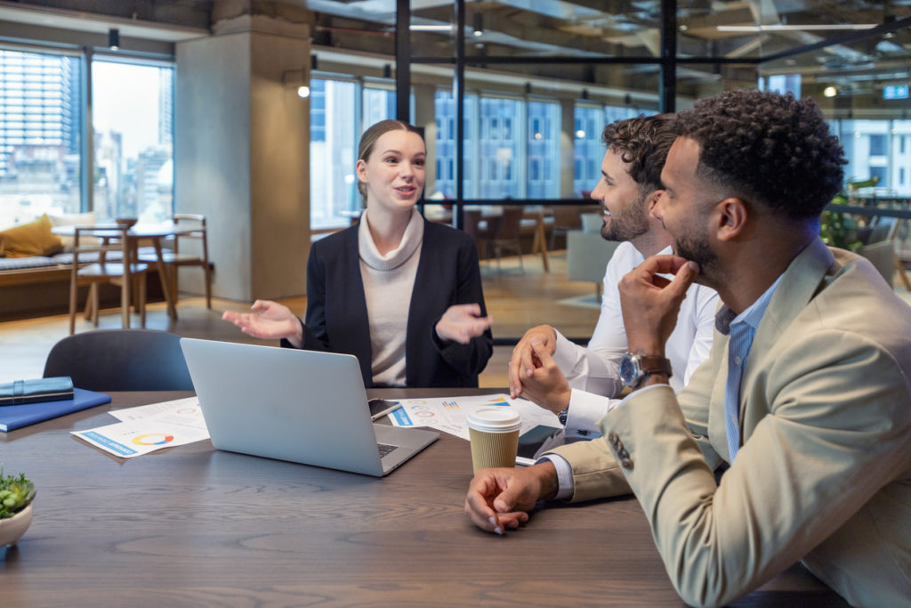 A business team having a meeting.