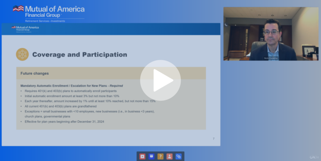 Click to watch video about the Secure 2.0 Act What Plan Sponsors Need to Know.