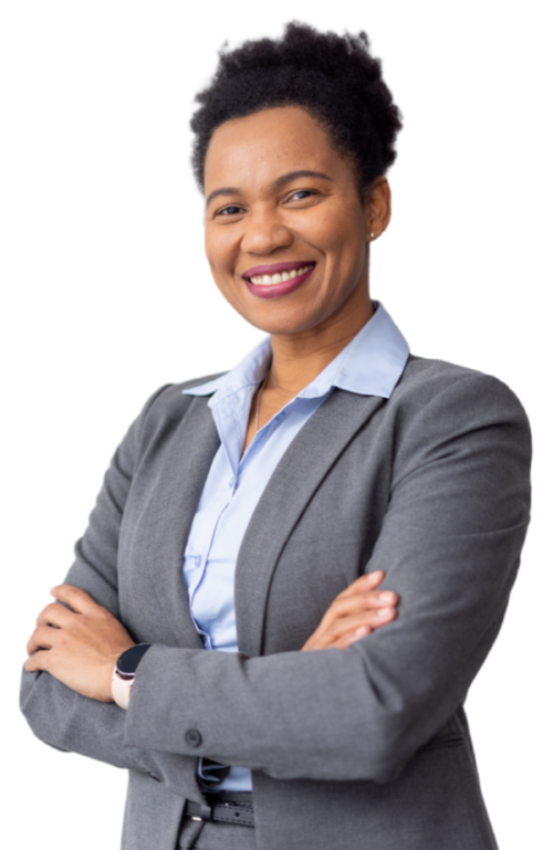 A smiling businesswoman.